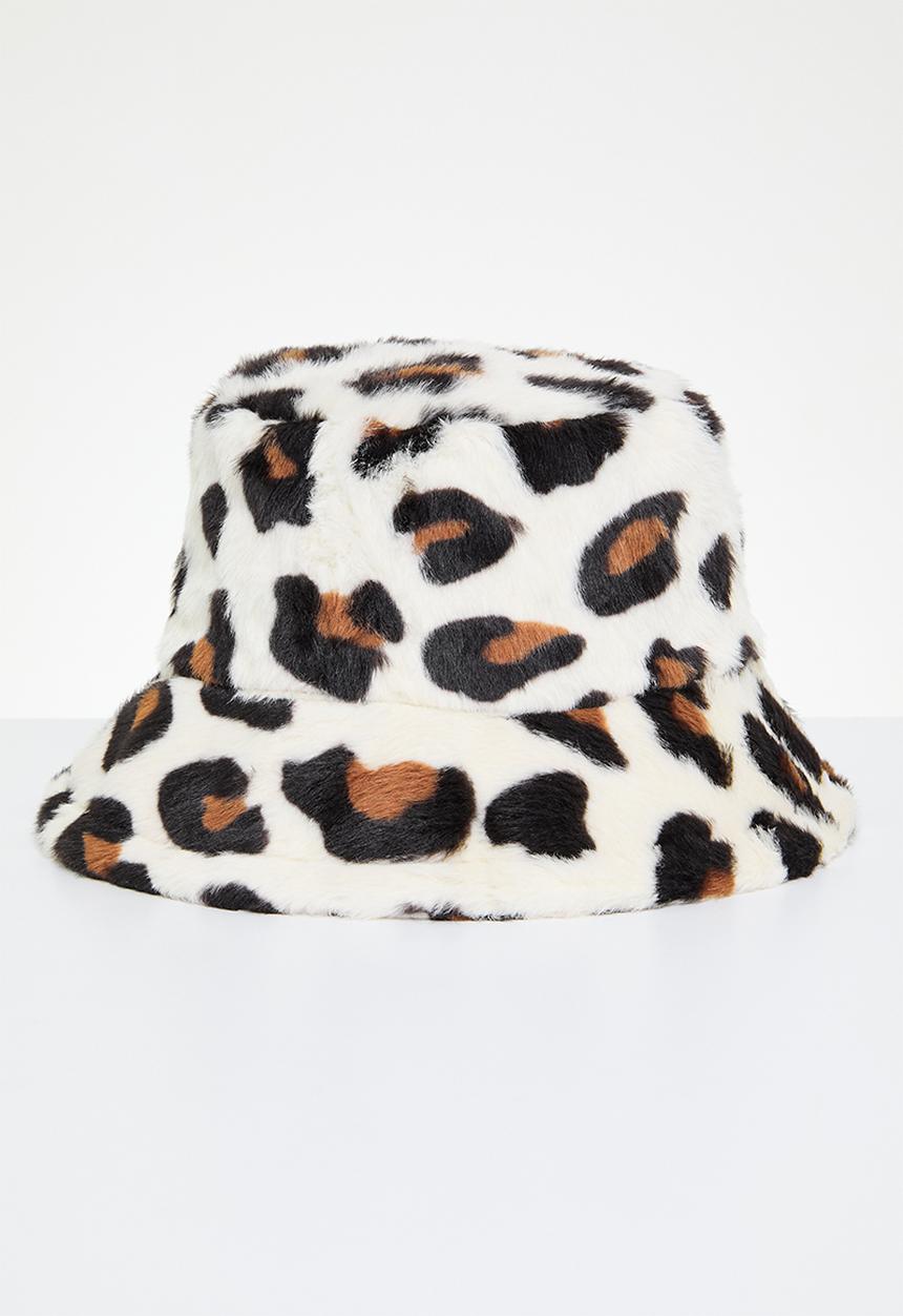 Pop Candy - Leopard print bucket hat - off white
