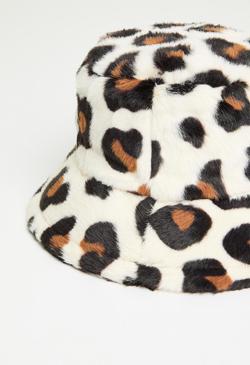 Pop Candy - Leopard print bucket hat - off white