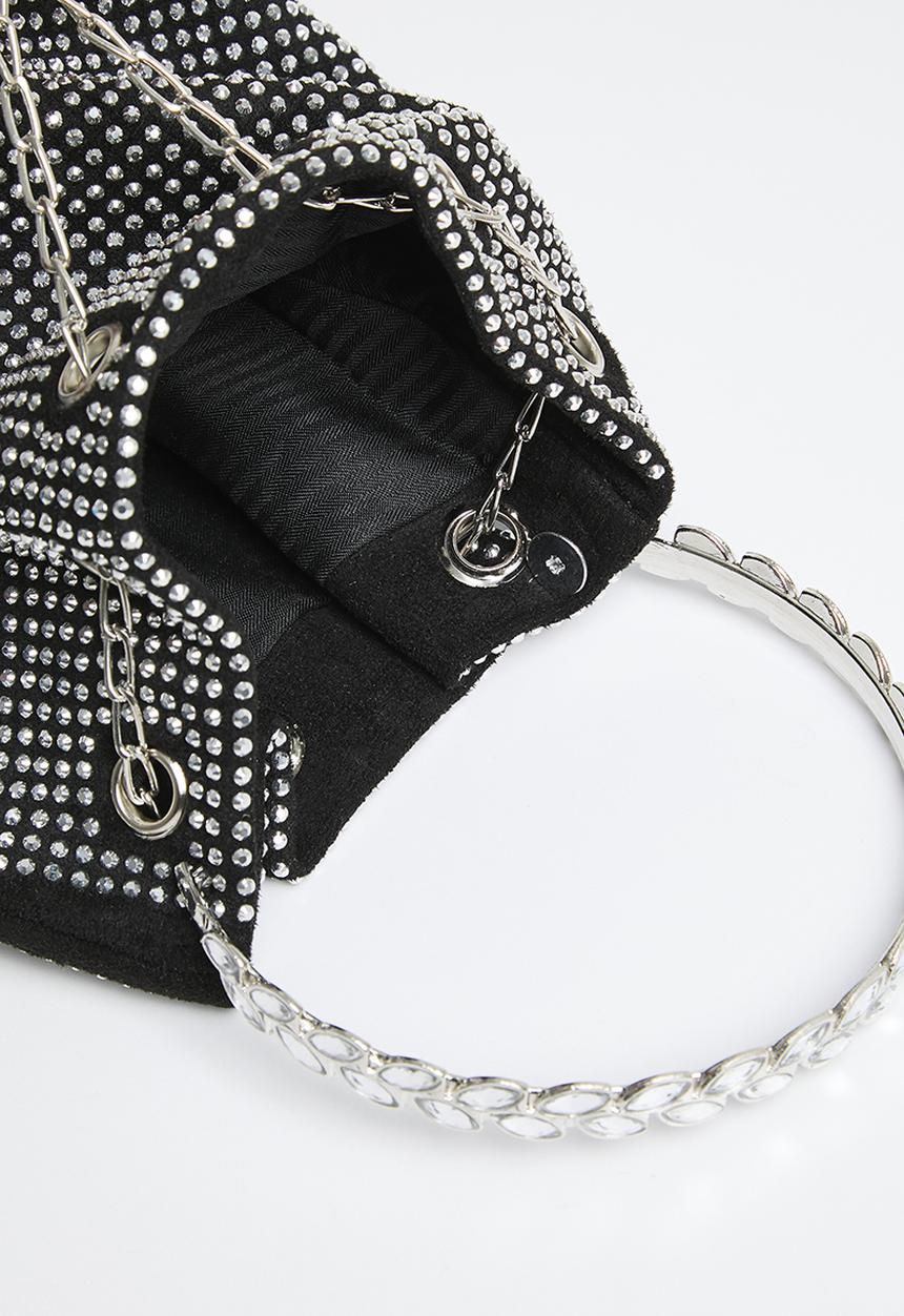 MILLA - Embellished bucket bag - black & silver