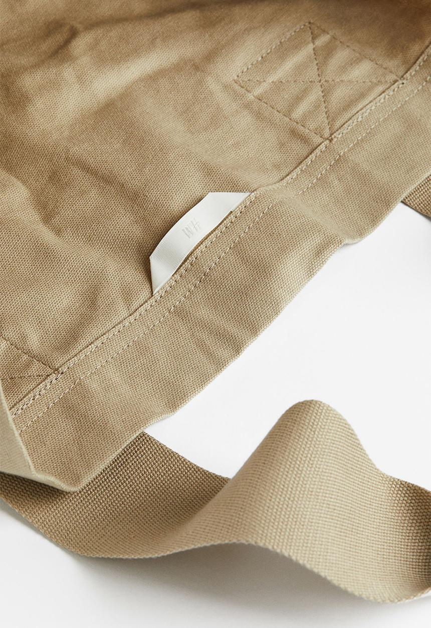 H&M - Cotton canvas shopper - light khaki green
