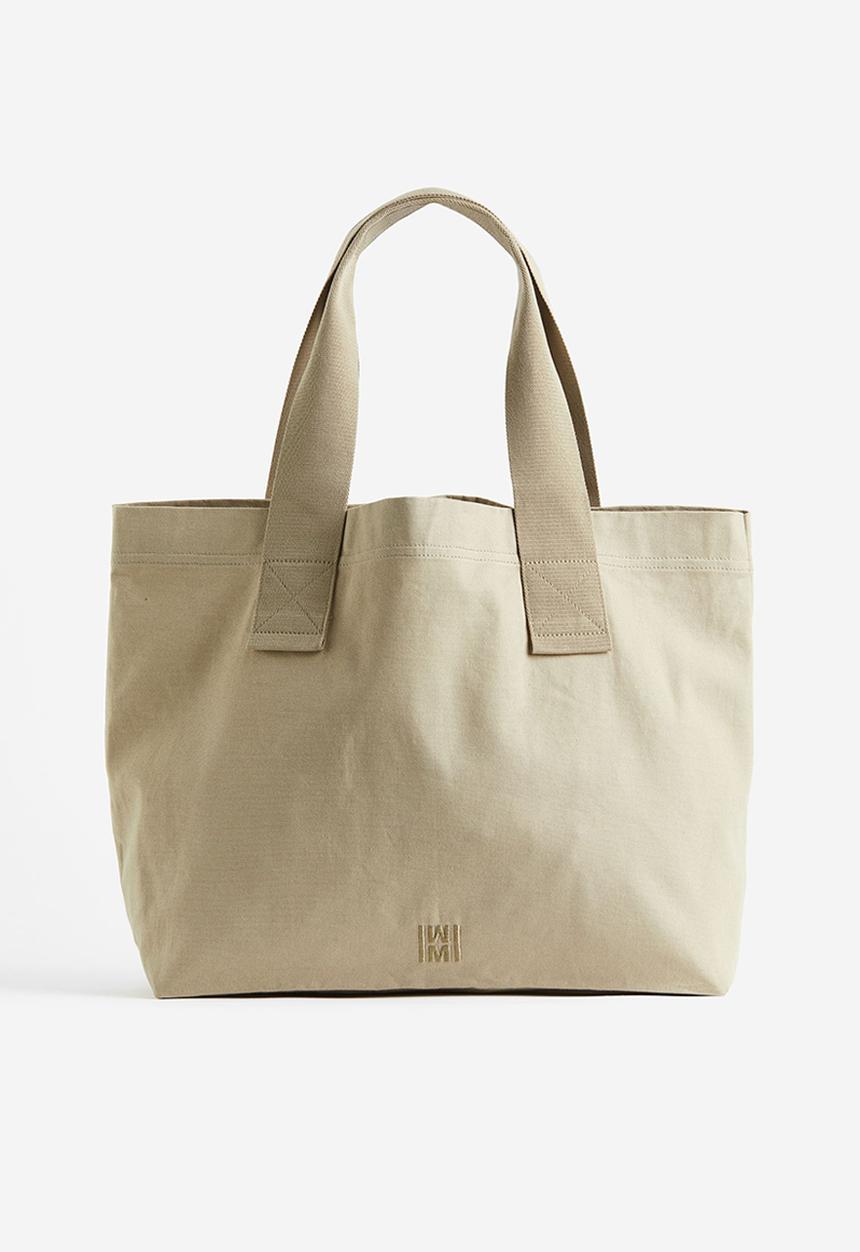 H&M - Cotton canvas shopper - light khaki green