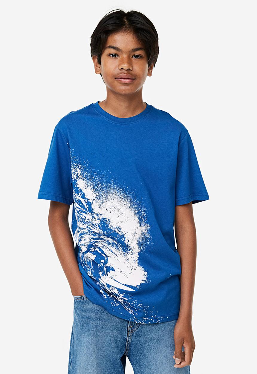 H&M - Printed cotton t-shirt - blue surfer