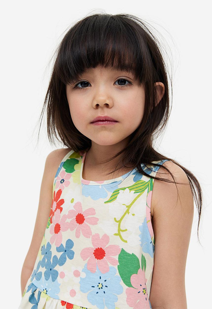 H&M - Patterned cotton dress - natural white floral 