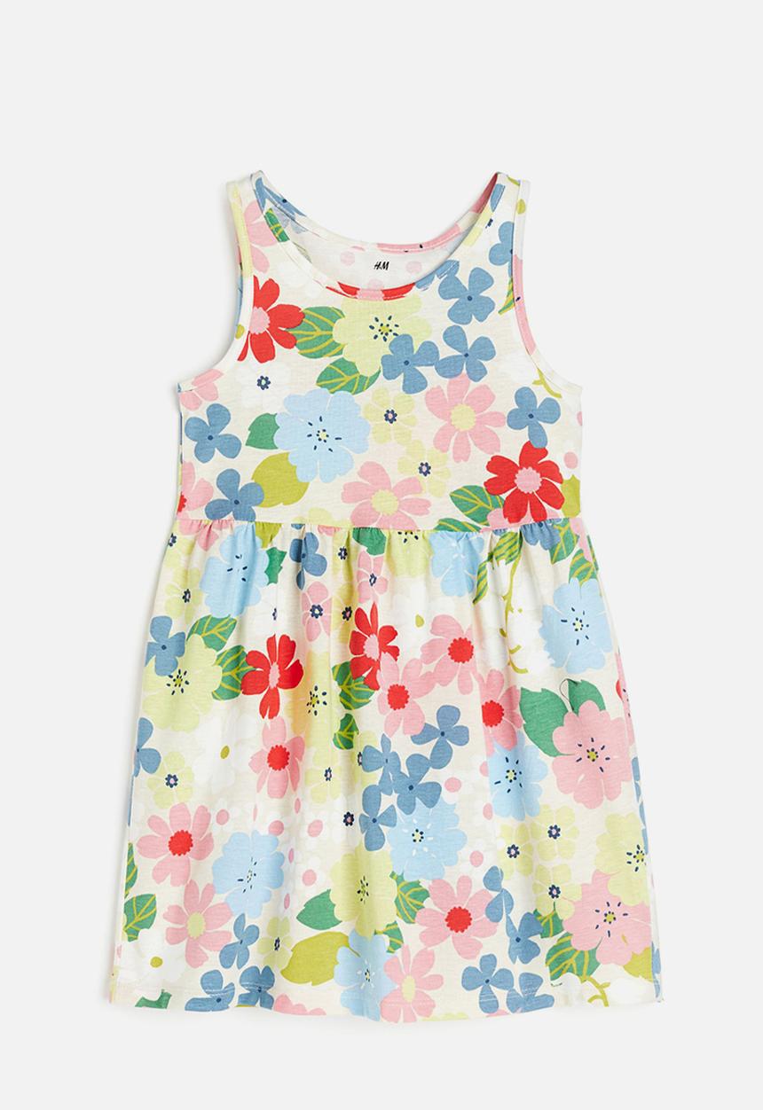 H&M - Patterned cotton dress - natural white floral 