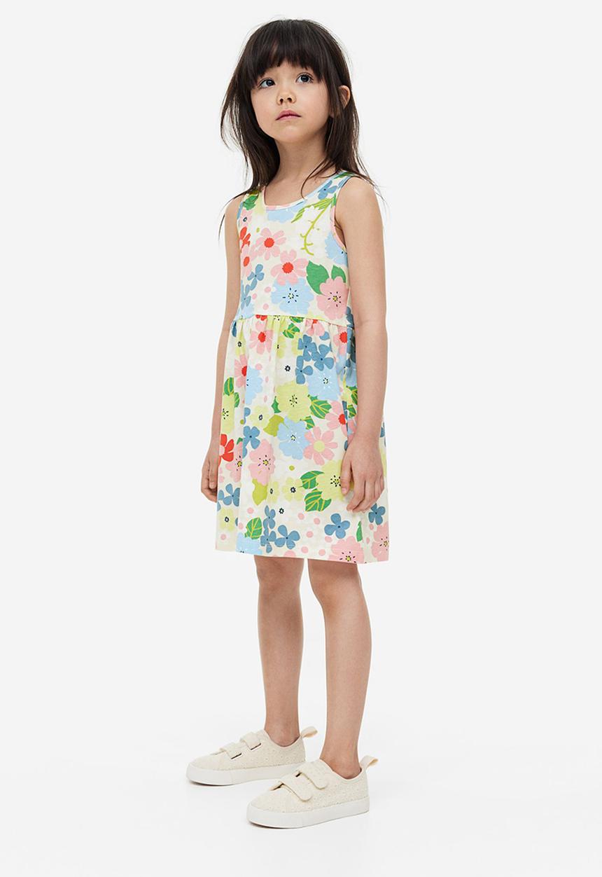 H&M - Patterned cotton dress - natural white floral 