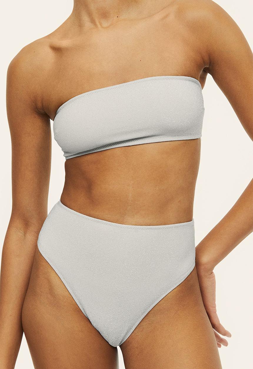 H&M - Padded bikini top - silver-coloured & glittery