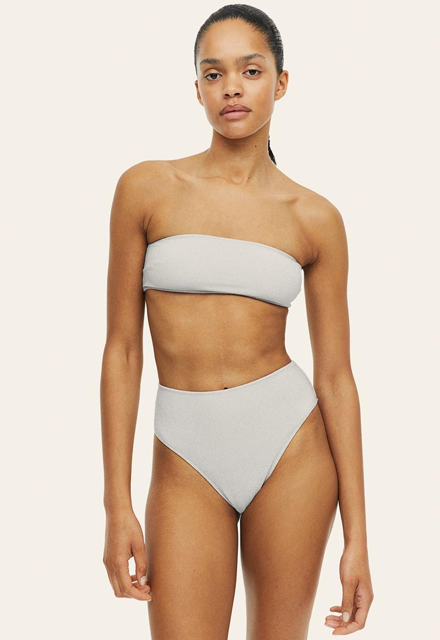 H&M - Padded bikini top - silver-coloured & glittery