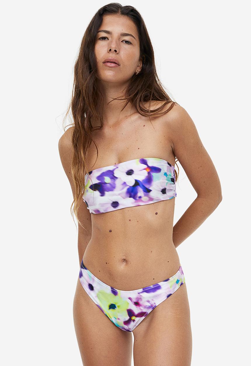 H&M - Padded bandeau bikini top - purple floral