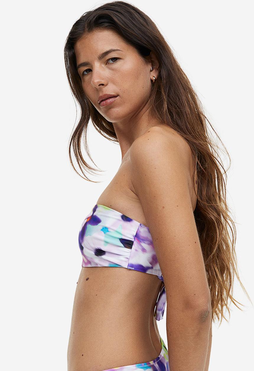 H&M - Padded bandeau bikini top - purple floral