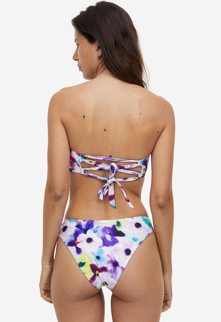 H&M - Padded bandeau bikini top - purple floral
