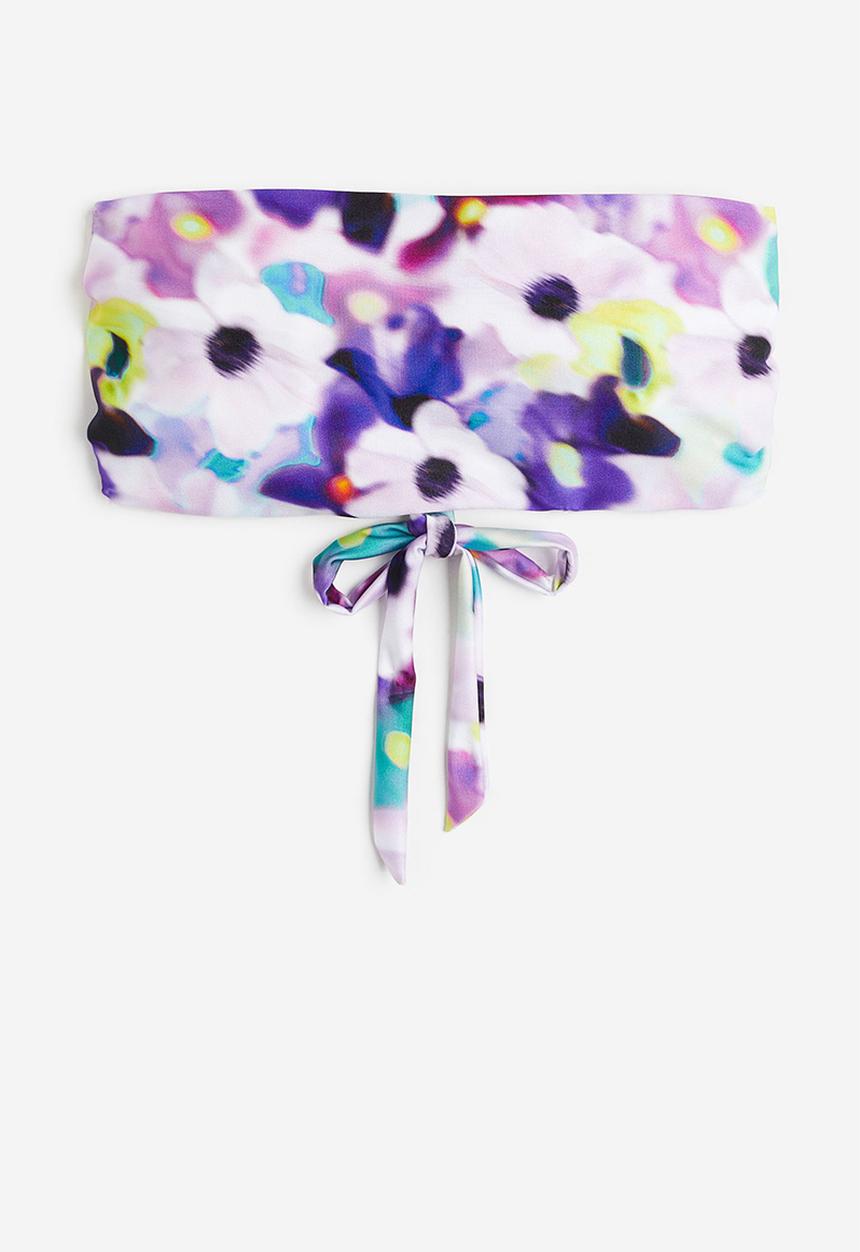 H&M - Padded bandeau bikini top - purple floral