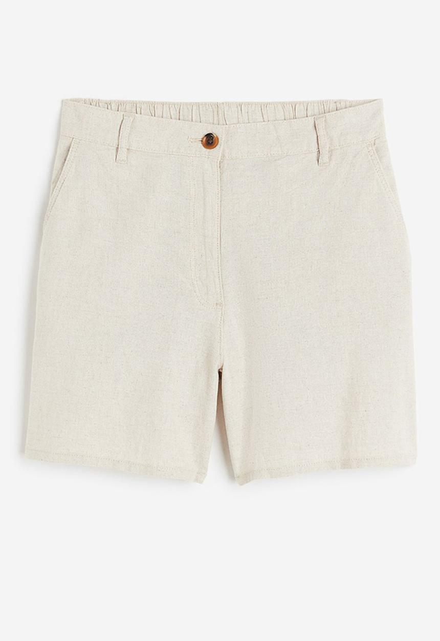 H&M - Linen-blend shorts - light beige