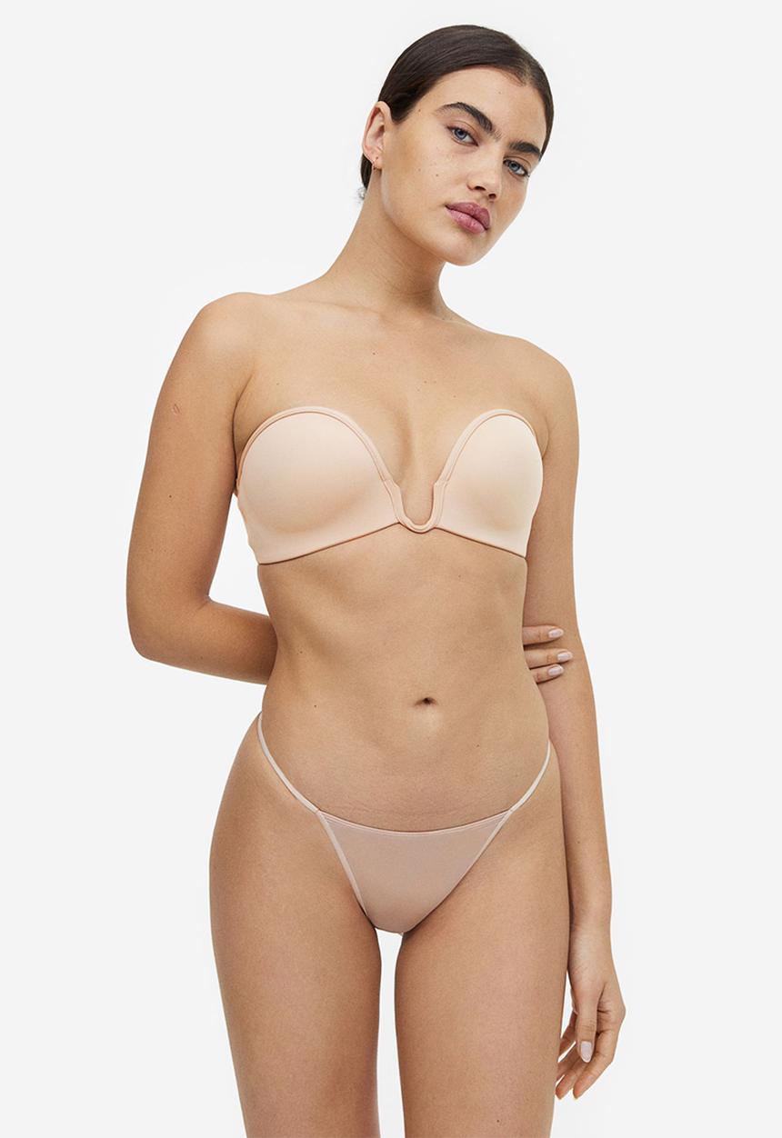 H&M - Jersey push-up balconette bra - light beige