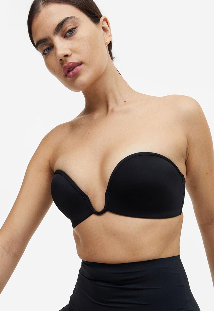 H&M - Jersey push-up balconette bra - black