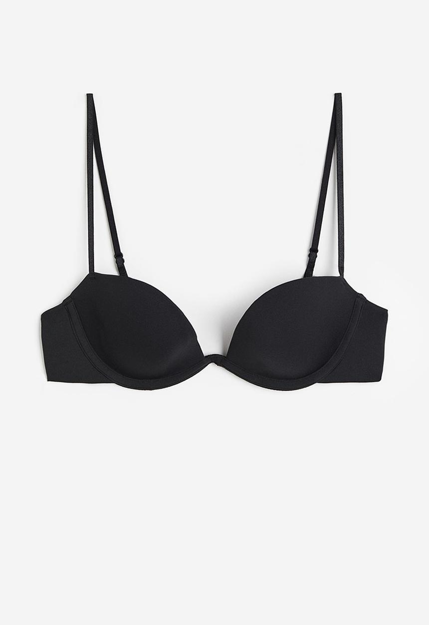 H&M - Padded underwired microfibre bra - black