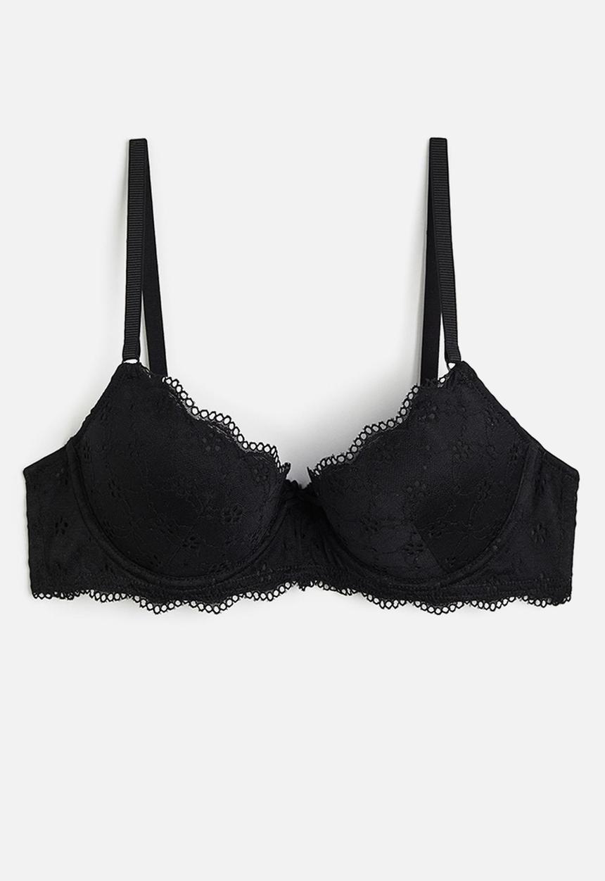 H&M - Lace push-up bra - black