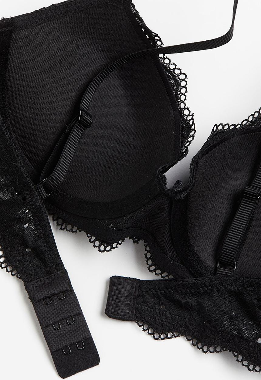 H&M - Lace push-up bra - black