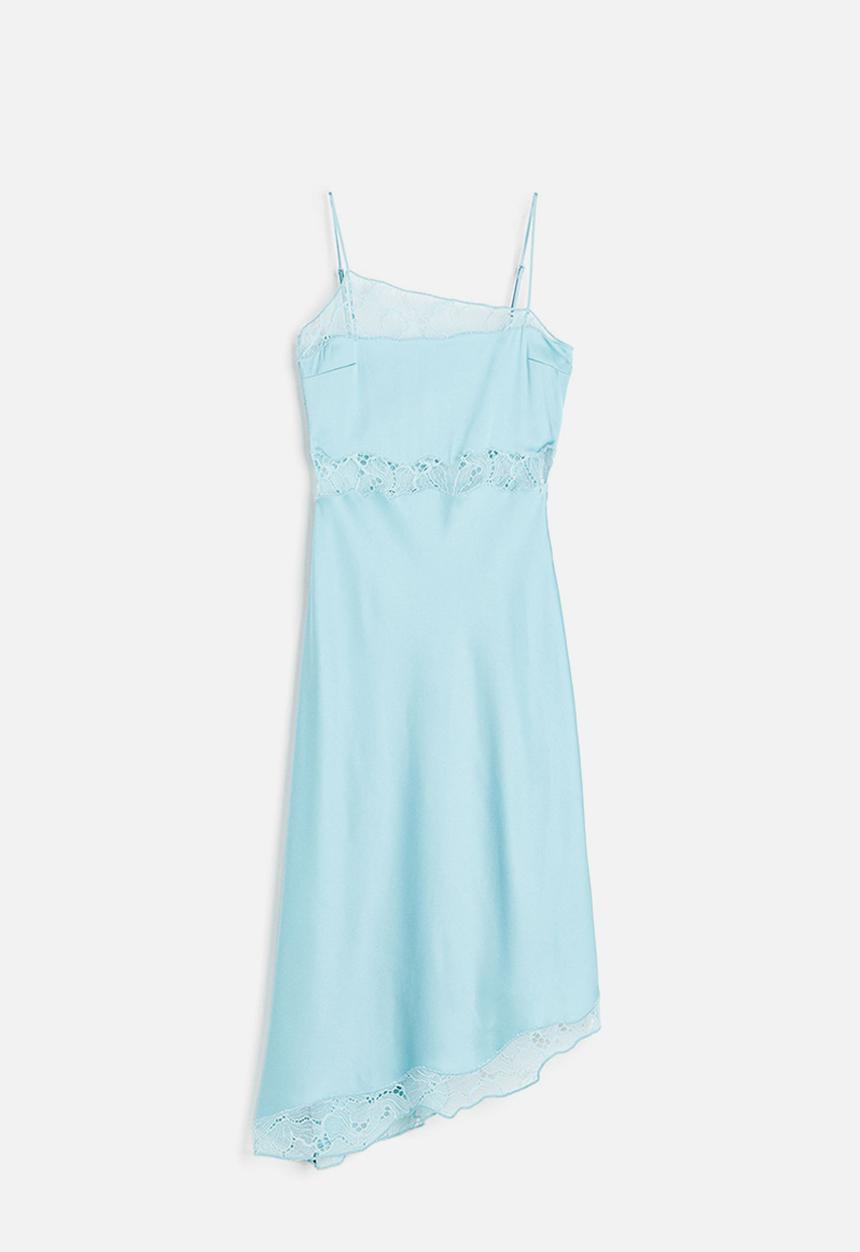 H&M - Lace-trimmed slip dress - light turquoise