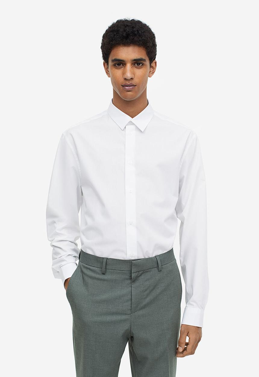 H&M - Regular fit poplin shirt - white