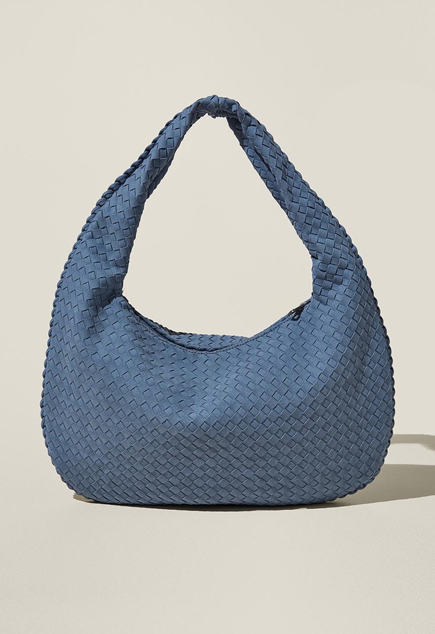 Rubi - Luka woven slouchy bag - blue woven nubuck