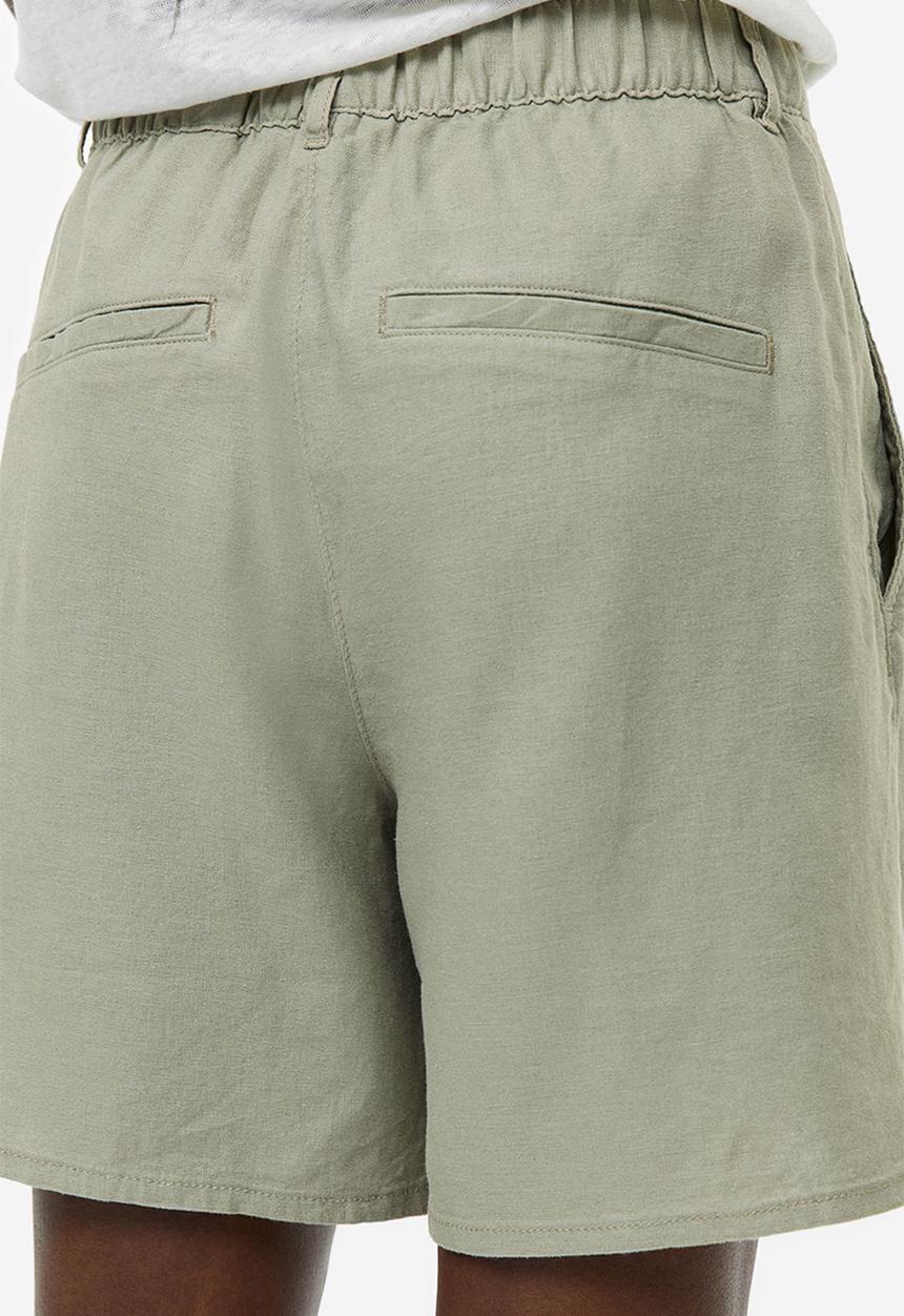 H&M - Linen-blend shorts - light khaki green