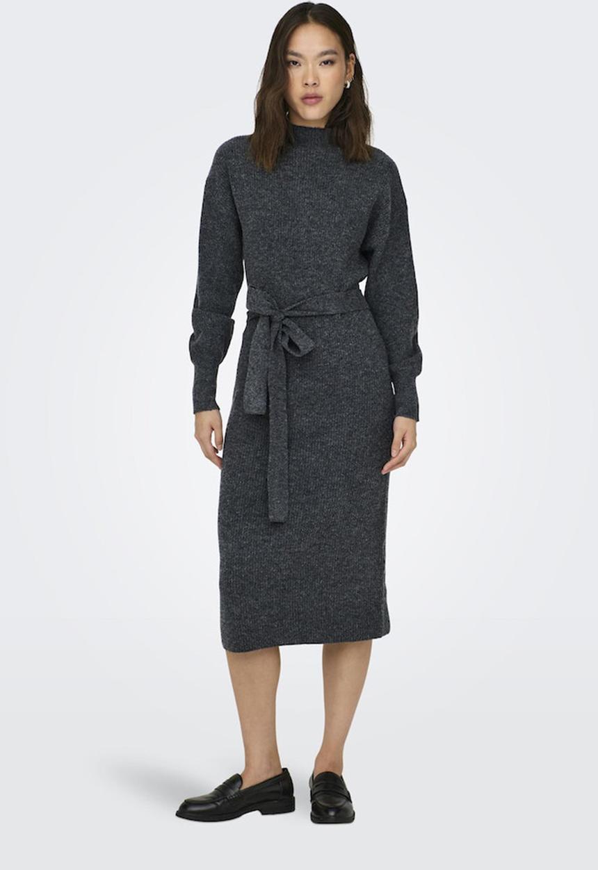 ONLY - Thilde Life L/S Dress Ex Knt - Dark Grey Melange