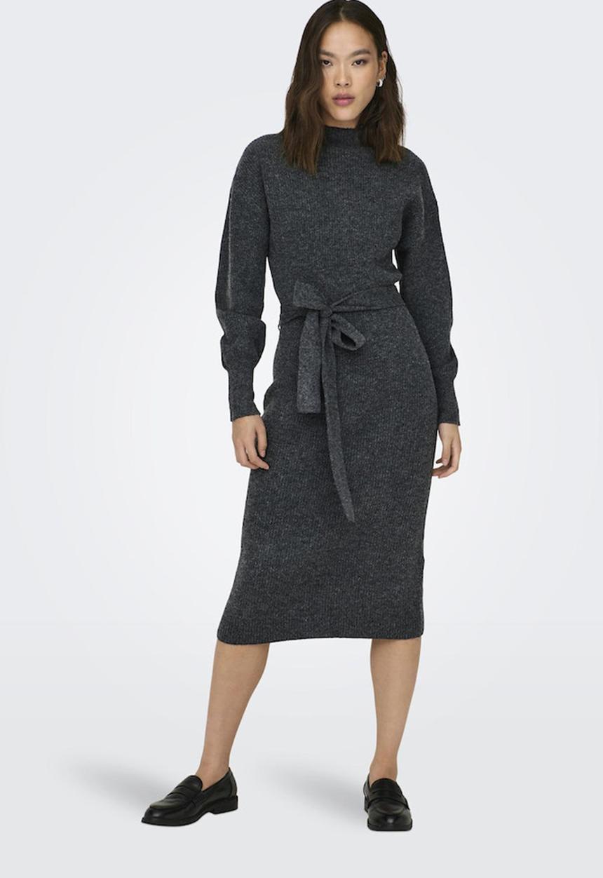 ONLY - Thilde Life L/S Dress Ex Knt - Dark Grey Melange