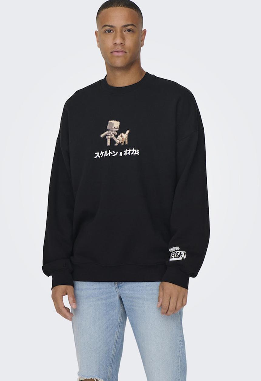 Only & Sons - Onsminecraft Vintage Fit Crew Neck Sweat - Black