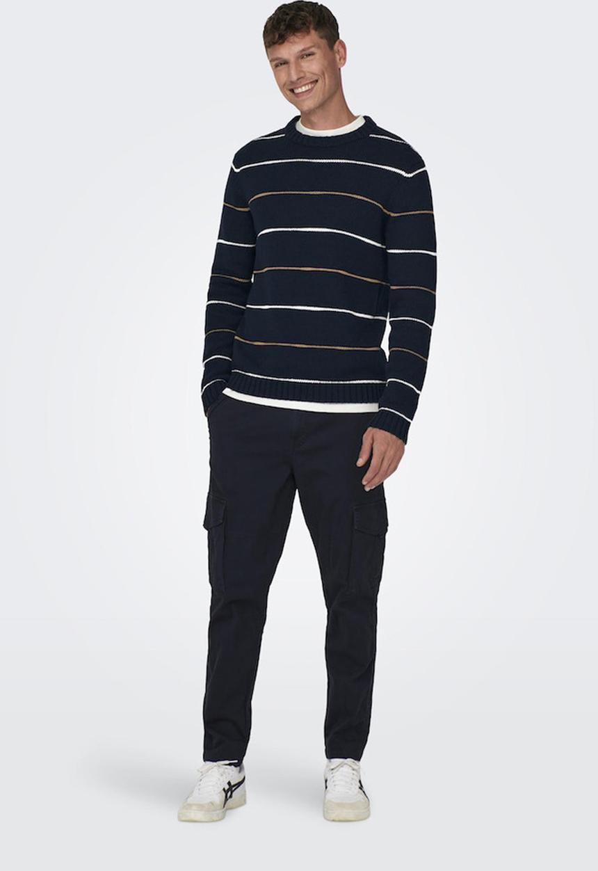 Only & Sons - ONSKeith Life Reg 3 Crew Knit - Dark Navy