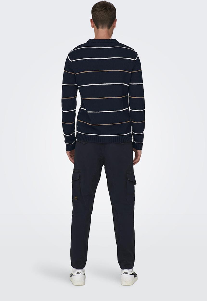 Only & Sons - ONSKeith Life Reg 3 Crew Knit - Dark Navy