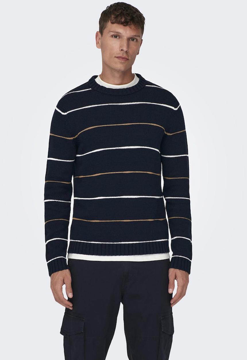 Only & Sons - ONSKeith Life Reg 3 Crew Knit - Dark Navy