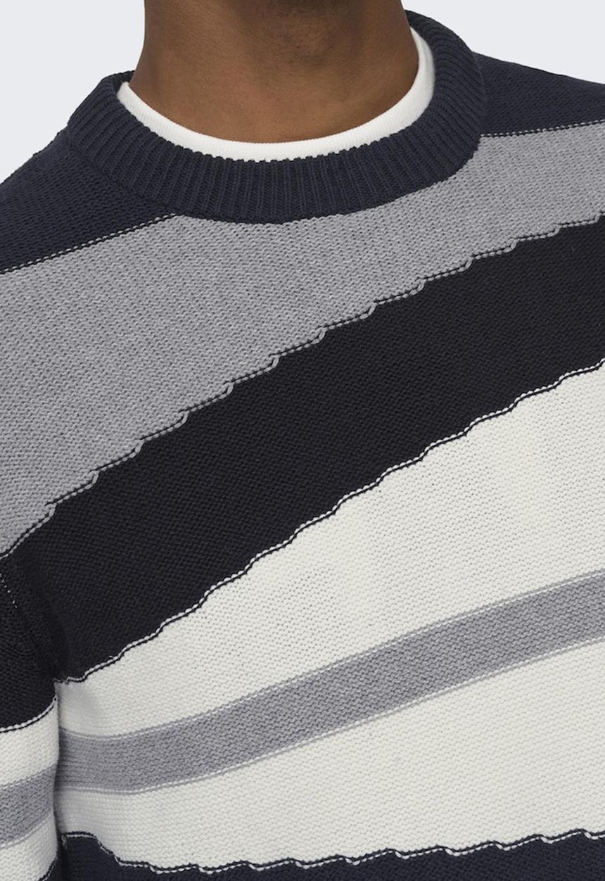 Only & Sons - ONSkylan Life Reg 5 Crew Knit - Light Grey Melange