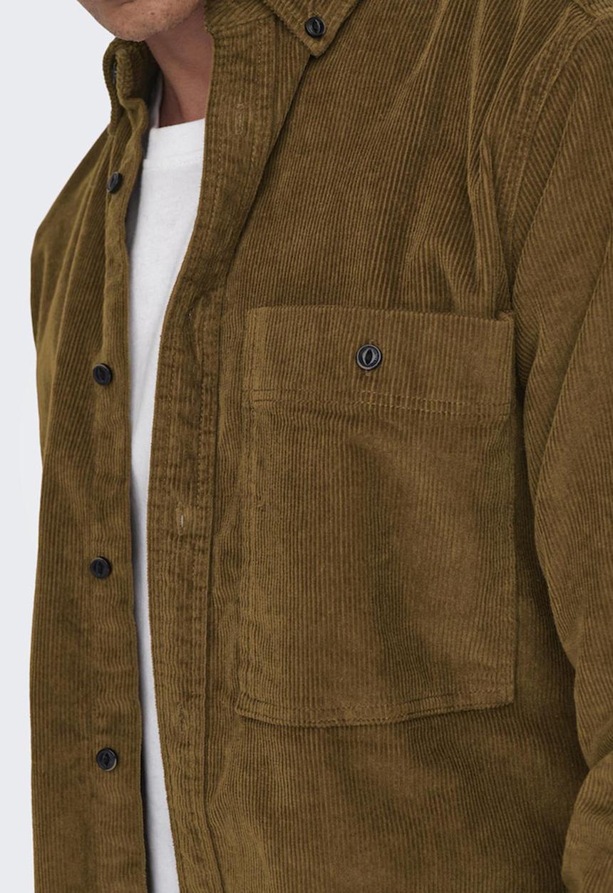 Only & Sons - ONSNewterry Reg Cord L/S Shirt - Monks Robe