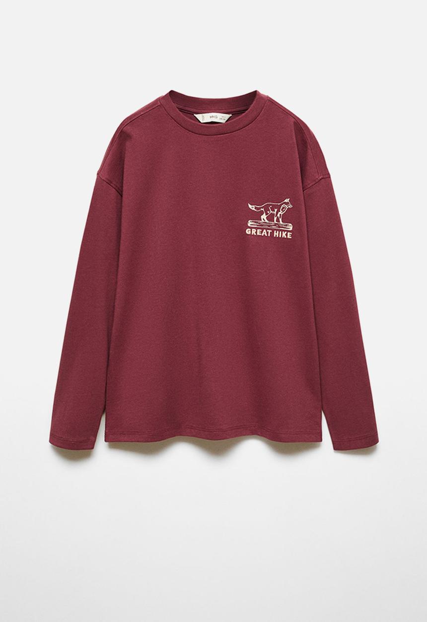 MANGO - T-shirt fox - bordeaux