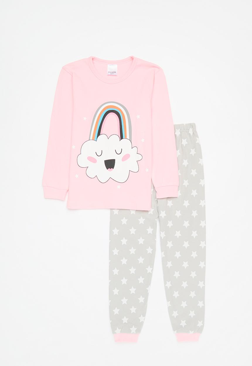 Pop Candy - Printed pj set - pink & grey