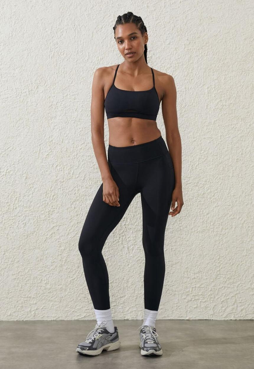 Cotton On - Ultra luxe mesh strappy crop - black
