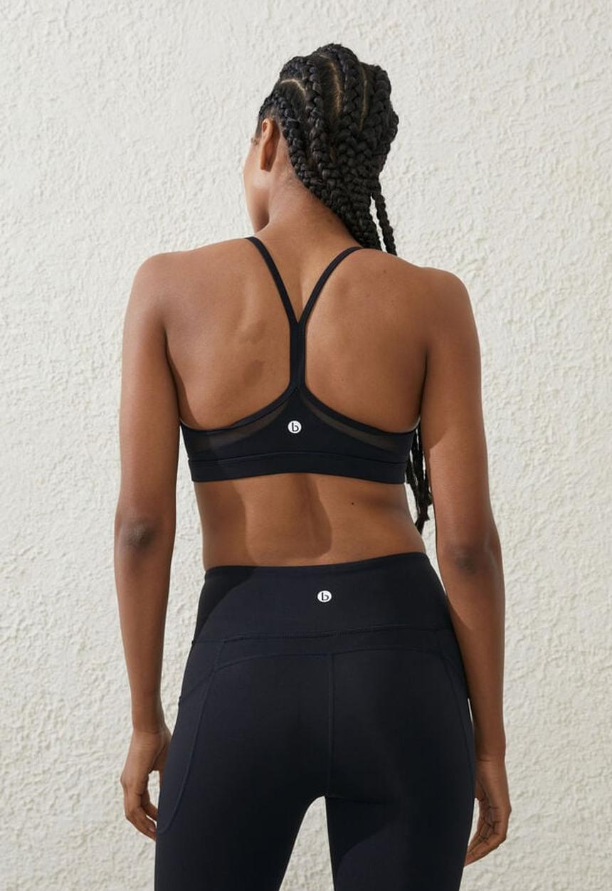 Cotton On - Ultra luxe mesh strappy crop - black