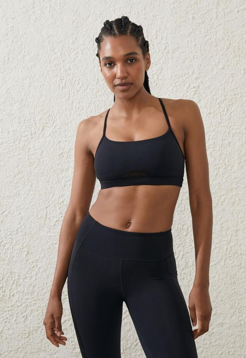 Cotton On - Ultra luxe mesh strappy crop - black