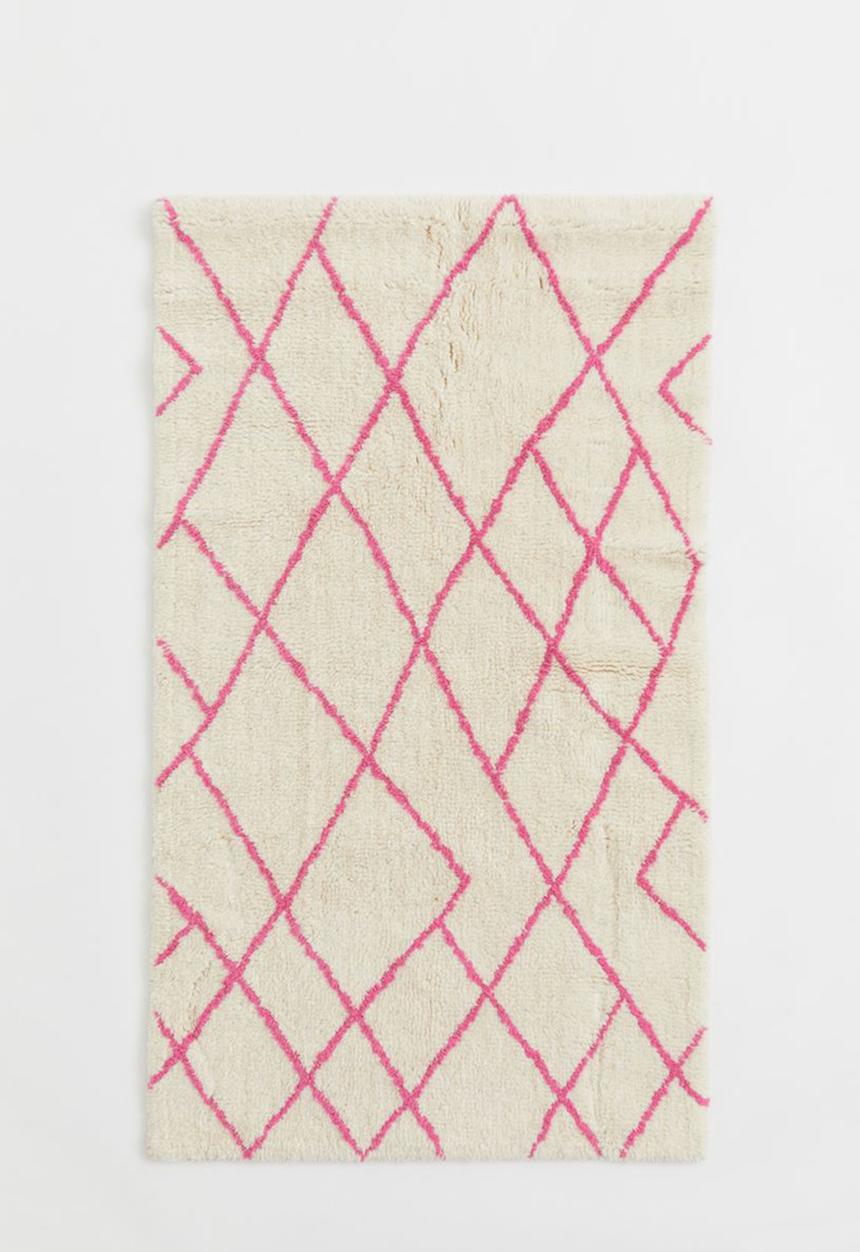 H&M - Rectangular wool-blend rug - light beige/pink
