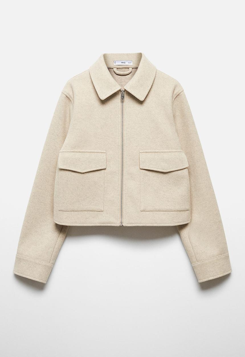 MANGO - Jacket zipi - light beige