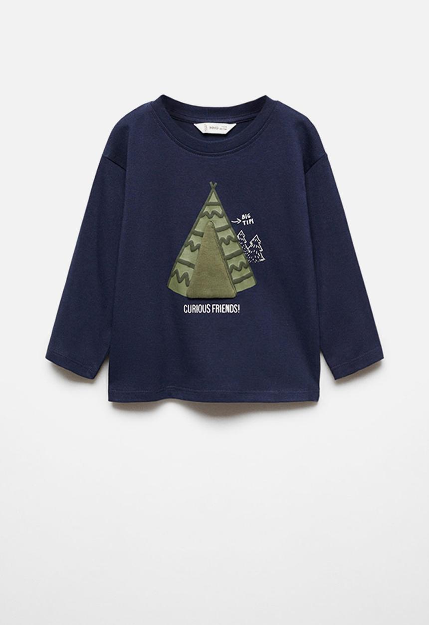 MANGO - T-shirt tipi - navy