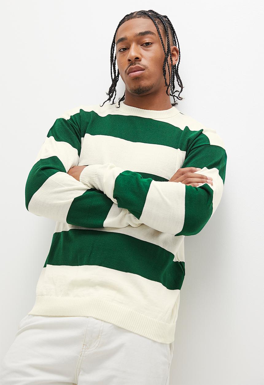 STYLE REPUBLIC - Striped oversized knitwear - bottle green & ecru