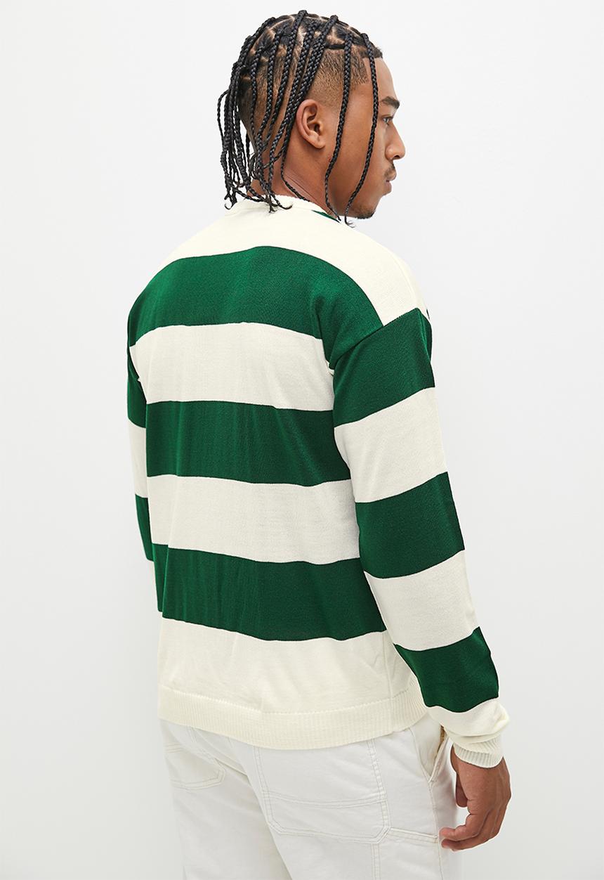 STYLE REPUBLIC - Striped oversized knitwear - bottle green & ecru