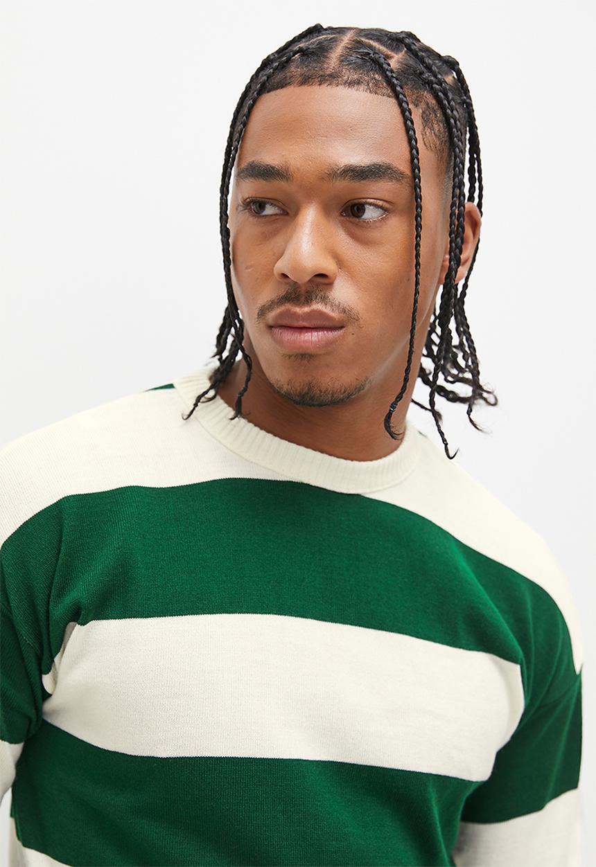 STYLE REPUBLIC - Striped oversized knitwear - bottle green & ecru