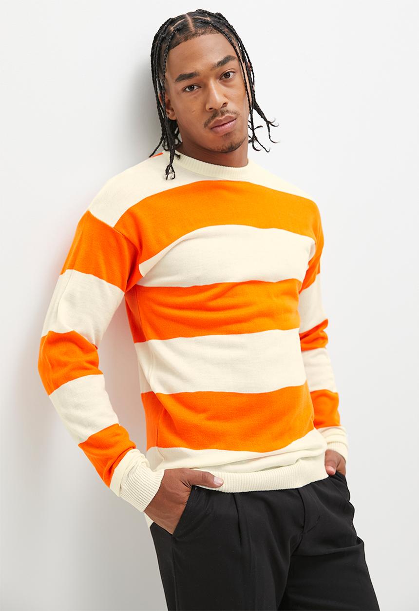 STYLE REPUBLIC - Oversized striped knit - orange & ecru