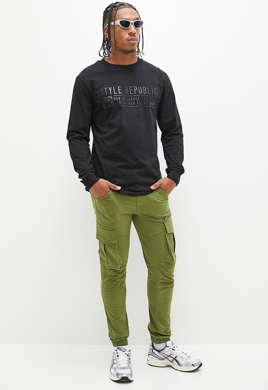 STYLE REPUBLIC - Elton elasticated fashion utility pant - khaki