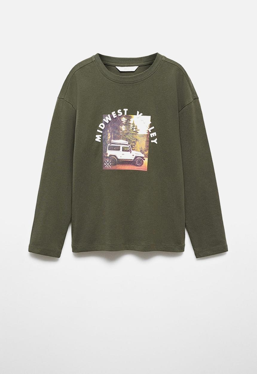 MANGO - T-shirt midwest - dark green