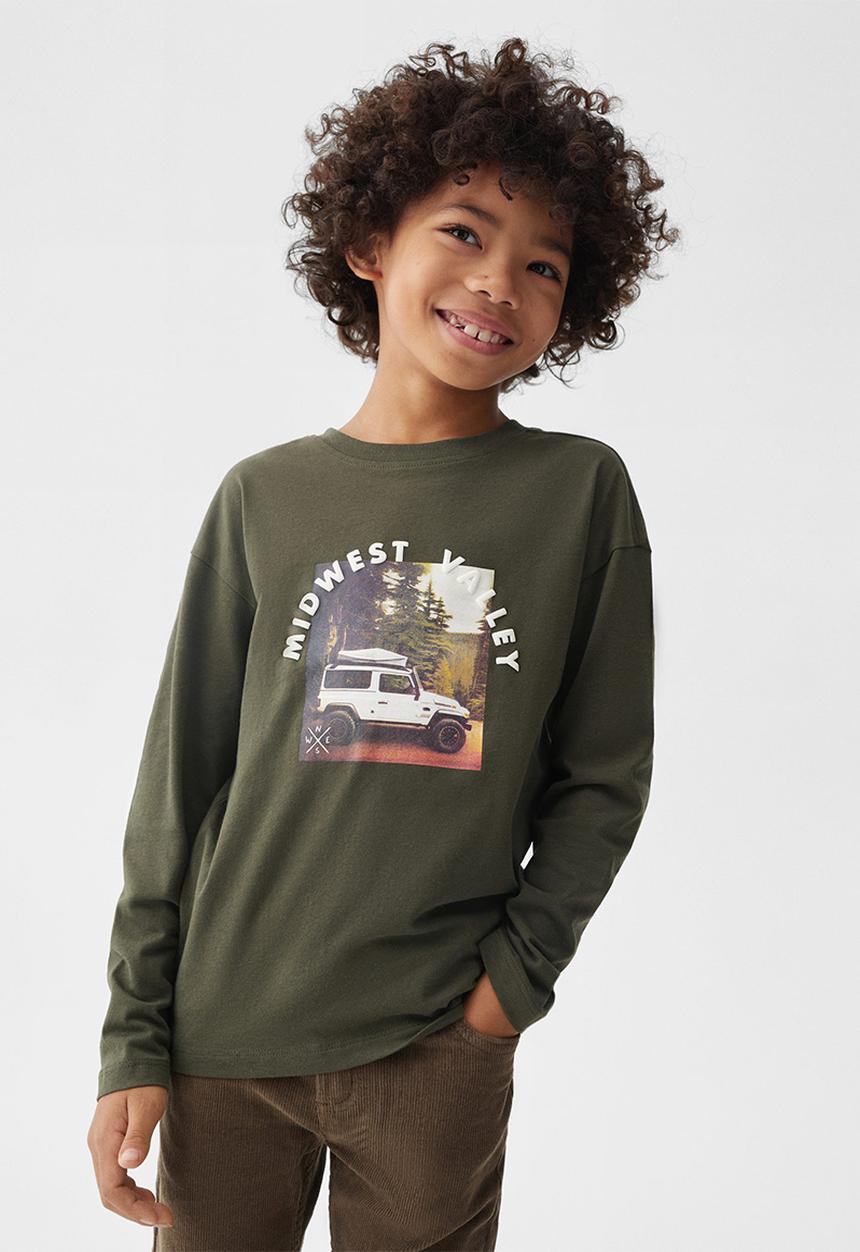 MANGO - T-shirt midwest - dark green