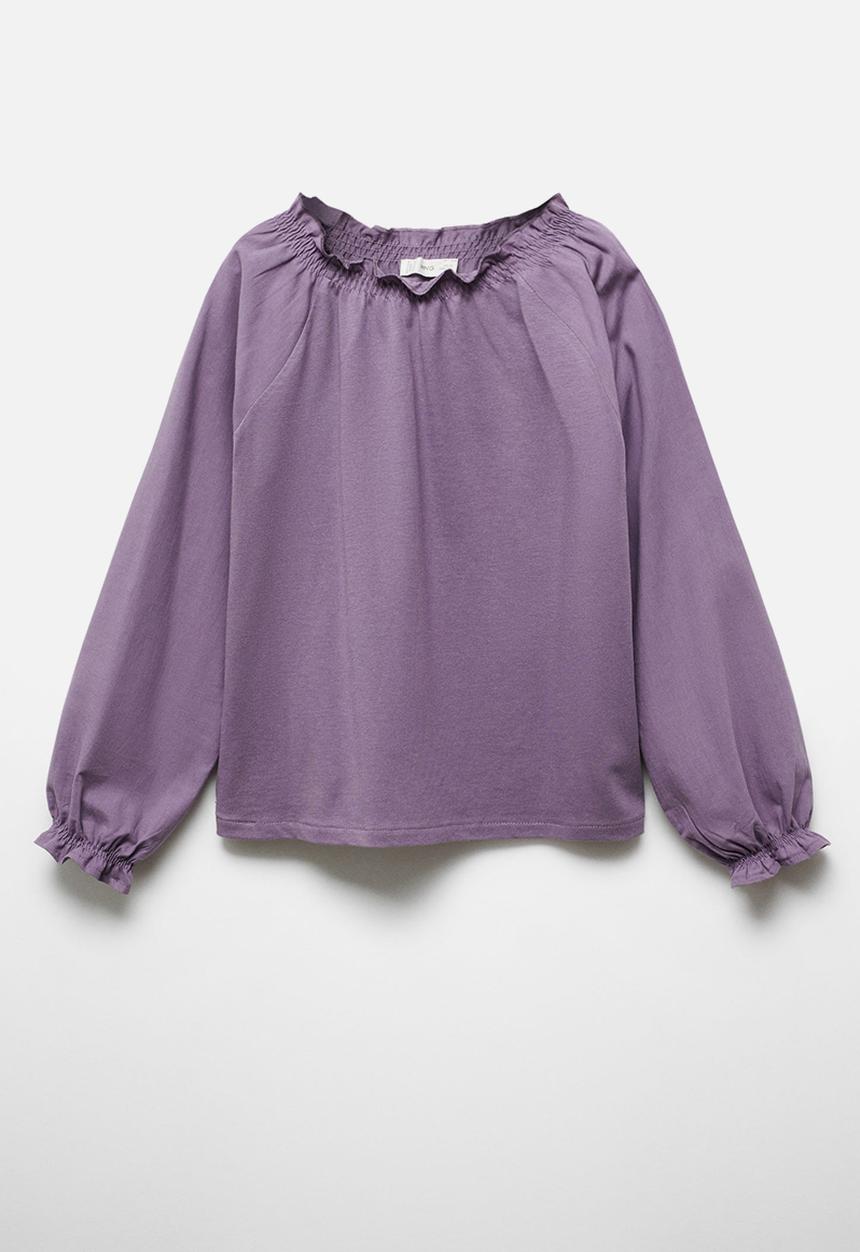 MANGO - T-shirt smocky - pastel purple