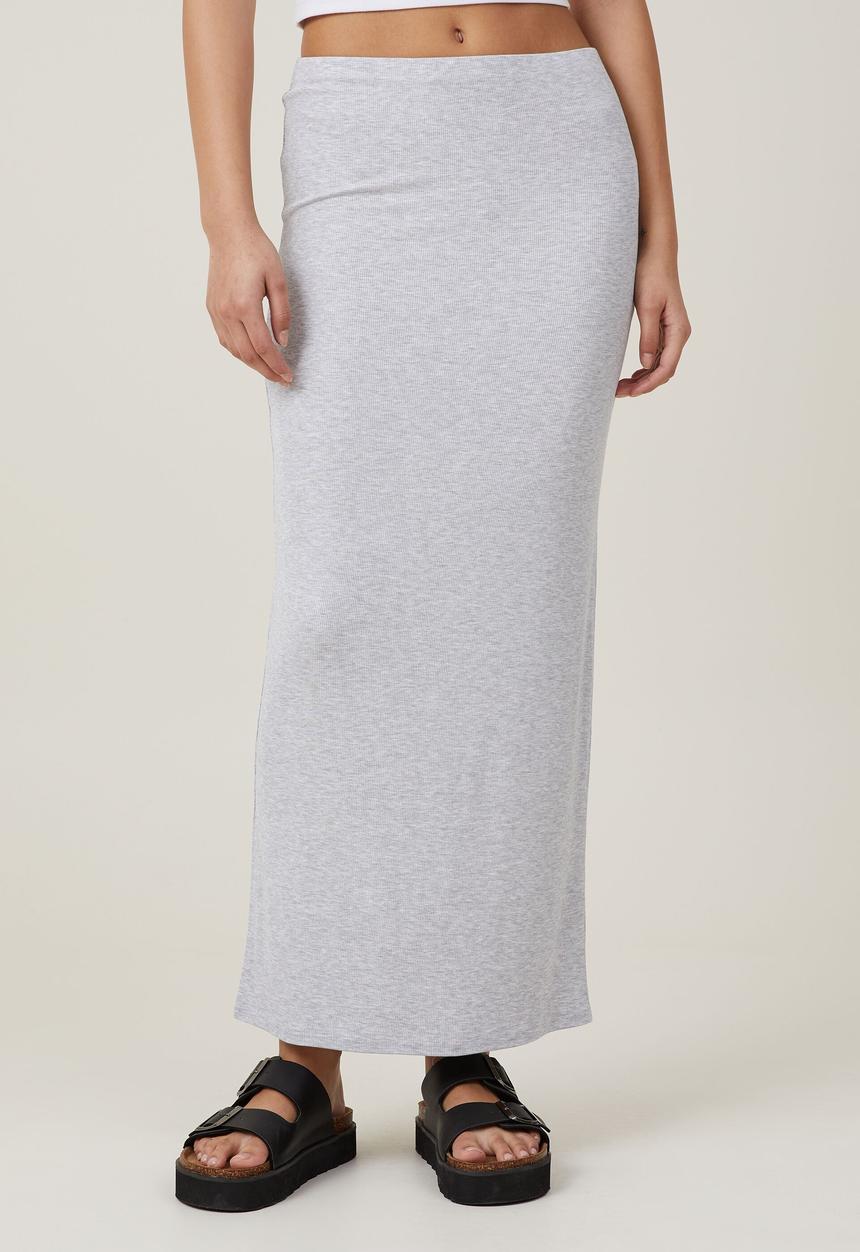 Cotton On - Staple rib maxi skirt - grey marle